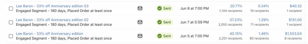 Sneaker Store Lee Baron made $10K+ with email marketing